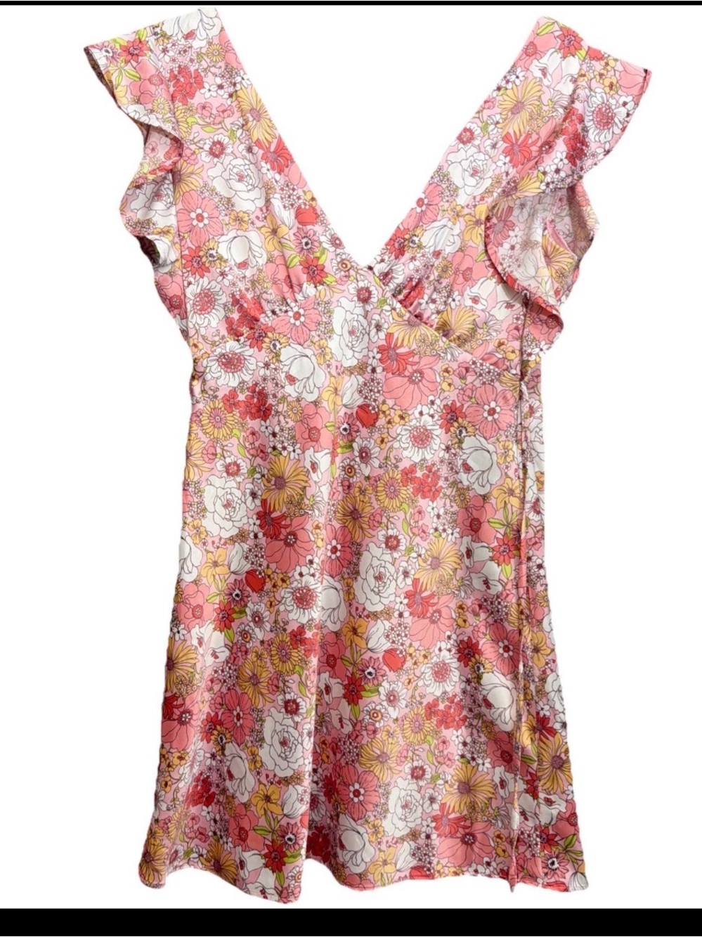 Altar'd State Alysiana Pink Retro Floral Satin Mini Dress